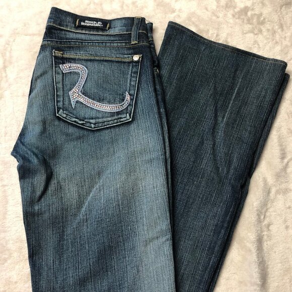 Rock & Republic Roth Studded Boot Cut Dark Wash Jeans 27 LIKE NEW - Picture 1 of 15
